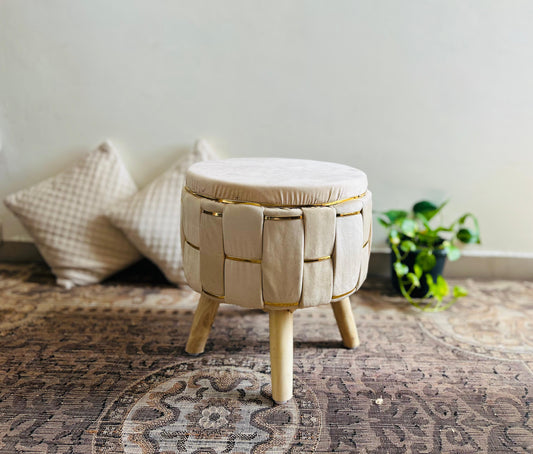 Fancy Ottoman Stool- Beige