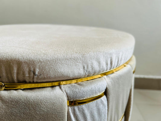 Fancy Ottoman Stool- Beige